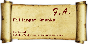 Fillinger Aranka névjegykártya